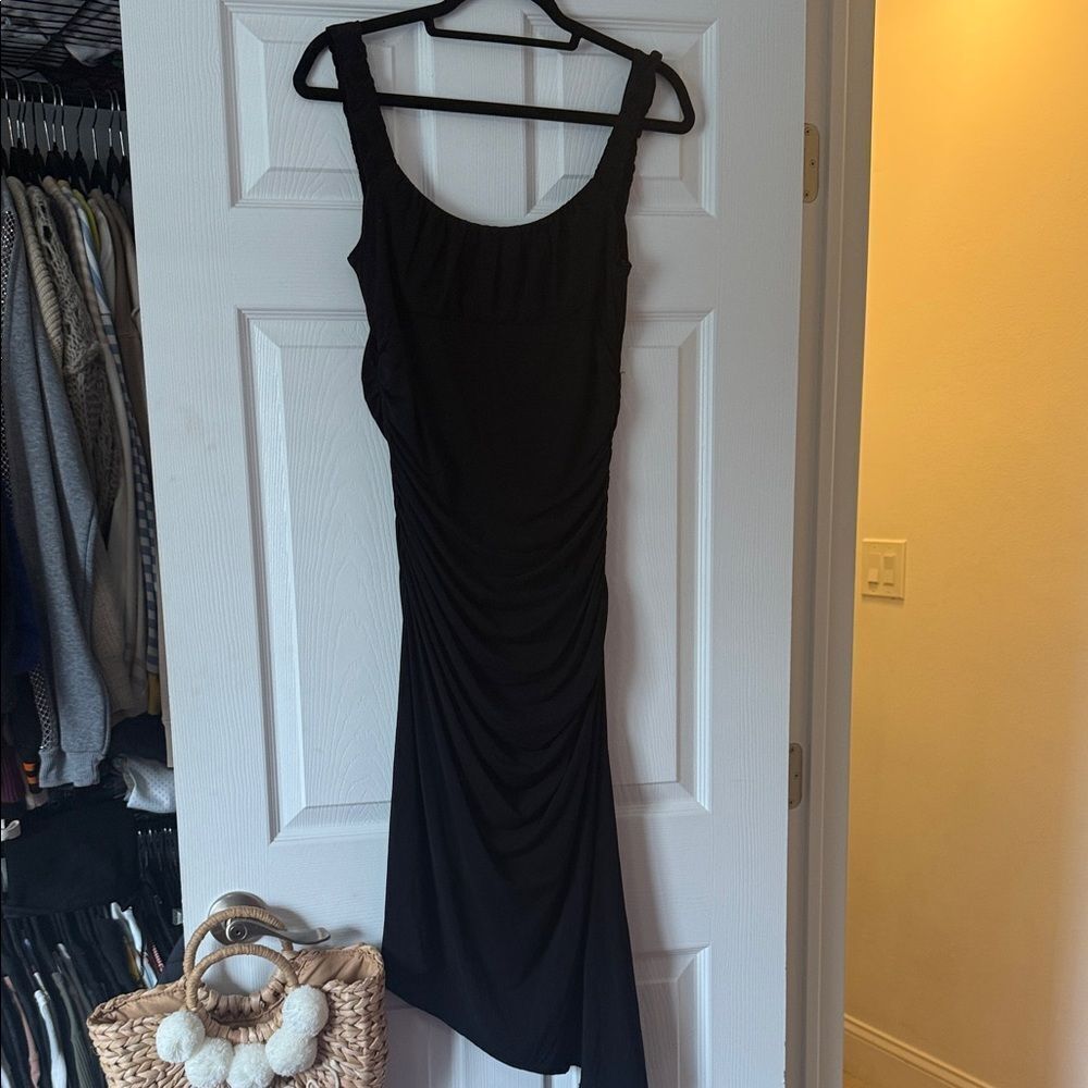 BCBGMaxAzria Black Asymmetrical Dress Ruffled LIKE NEW - Size Medium Tank Dress